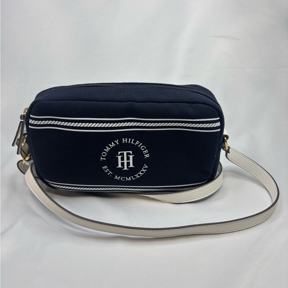 Tommy Hilfiger Navy and White Belt Bag